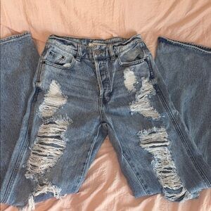 Pacsun Ultra-Distressed Baggy Blue Jeans Size 25